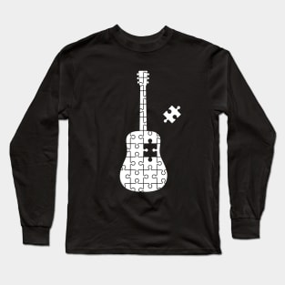 Puzzle Acoustic Guitar Silhouette Long Sleeve T-Shirt